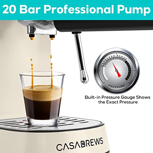 CASABREWS Espresso Machine 20 Bar, Professional Espresso Maker with Milk Frother Steam Wand