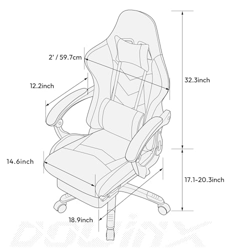Dowinx Gaming Chair Ergonomic Racing Style Recliner with Massage Lumbar Support
