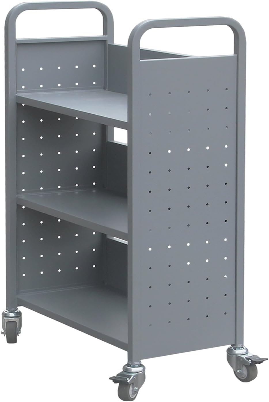 Heavy Duty Book Carts with Wheels, 4-Wheel Rolling Library Book Cart