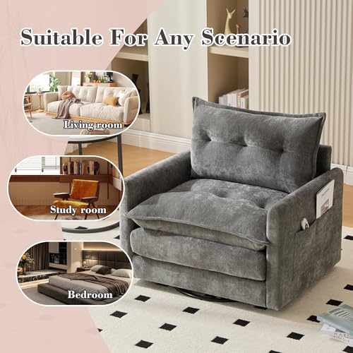 360 Swivel Accent Barrel Chair with Storage Ottoman & Headrest