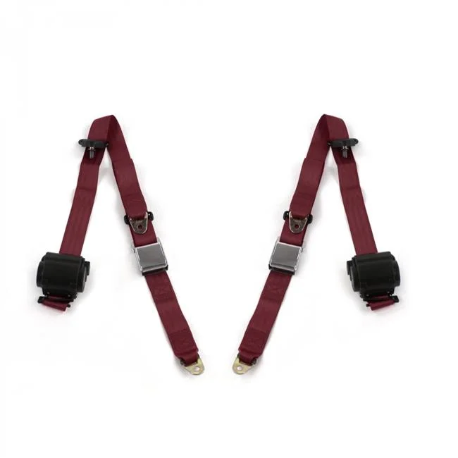 SafeTBoy  Airplane 3 Point Burgundy Retractable Bucket Seat Belt Kit for Ford Falcon 1964-1965 - 2 Belts