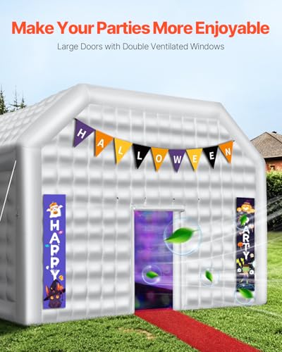 VEVOR Inflatable Nightclub, 26.2 x 19.7 x 13.1 Ft, Blow up Party Tent with Disco Lights & 1100W Blower, Large Inflatable Night Club Tent for Adults