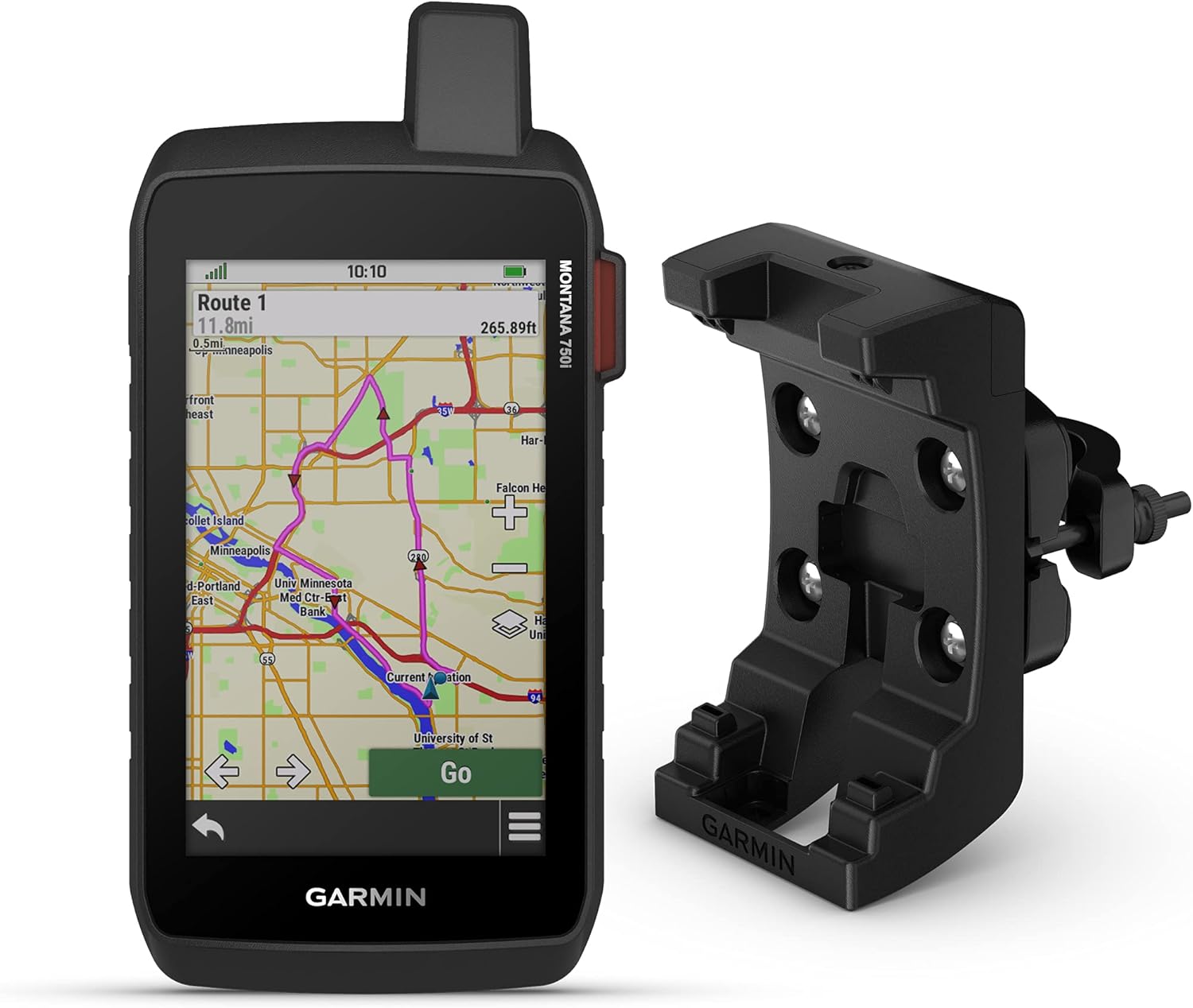Garmin Montana 750i Rugged GPS Touchscreen Navigator with inReach Technology and North America Maps (010-02347-00) with Garmin Bicycle Handlebar
