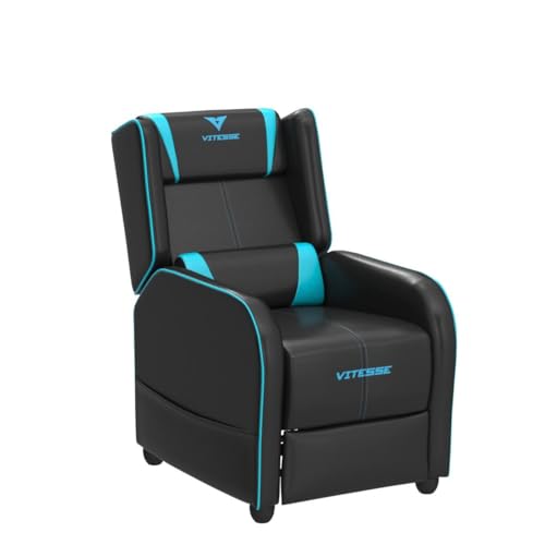 Vitesse Gaming Recliner Chair Racing Style Single Ergonomic Lounge Sofa Modern PU Leather Reclining Home Theater Seat for Living Gaming Room (Blue)