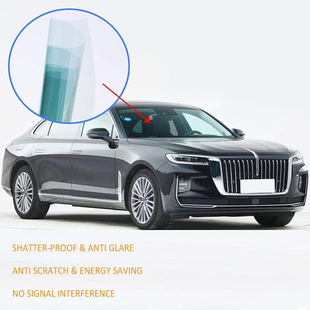 MEGICOLIM 80% VLT Nano Ceramic Win dow Film 99% Anti UV Front Car Solar Windshield Rear Side Window Tint, Light Blue, 30Inch X 16.5Feet