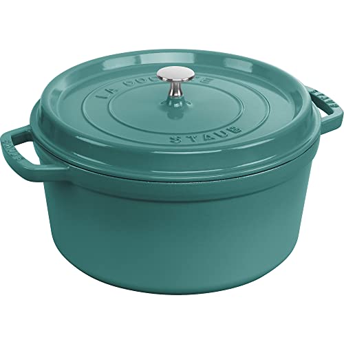 STAUB Cast Iron Dutch Oven 5.5-qt Round Cocotte, Made in France, Serves 5-6, Black Matte
