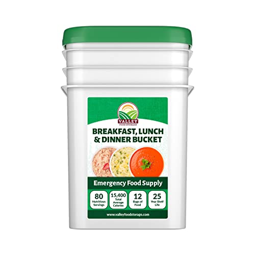 80 Serving Breakfast, Lunch & Dinner Bucket | Premium Emergency Food Supply | Survival Food 25 Year Shelf Life | Camping Food, Backpacking Meals