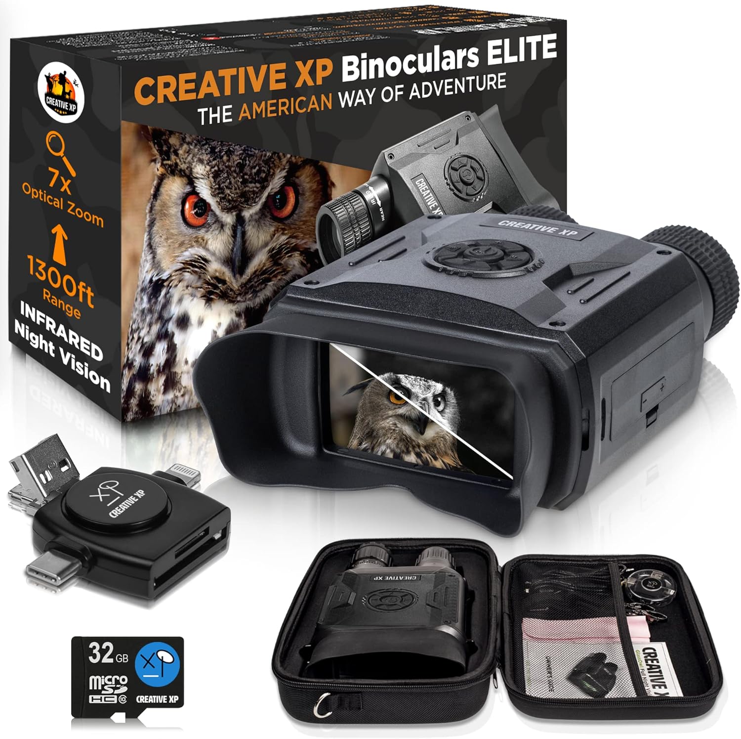 CREATIVE XP Night Vision Goggles - - Digital Military Binoculars w/Infrared Lens, Tactical Gear for Hunting & Security