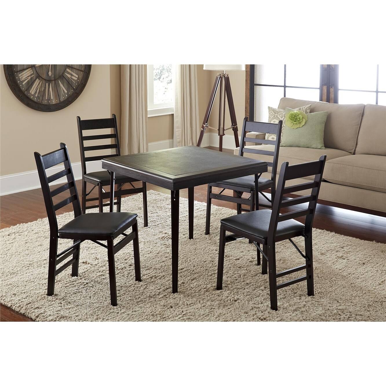 Cosco Wood Ladder Back Folding Chair, Black/Brown