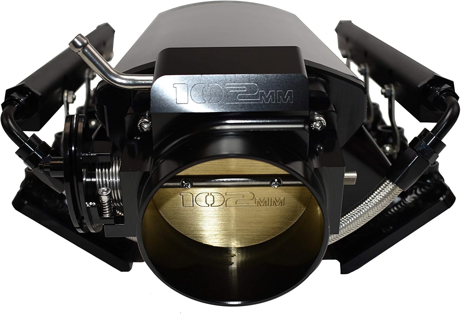 A-Team Performance - Intake Manifold 102mm Throttle Body Sheet Metal Fabricated - Compatible with Chevrolet GMC Pontiac LS LS1 LS2 LS6 EFI Black