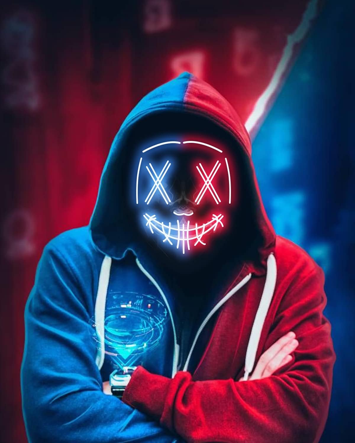 Depointer Halloween Scary Mask Cosplay Led Costume Mask EL Wire Light up Halloween Festival Party