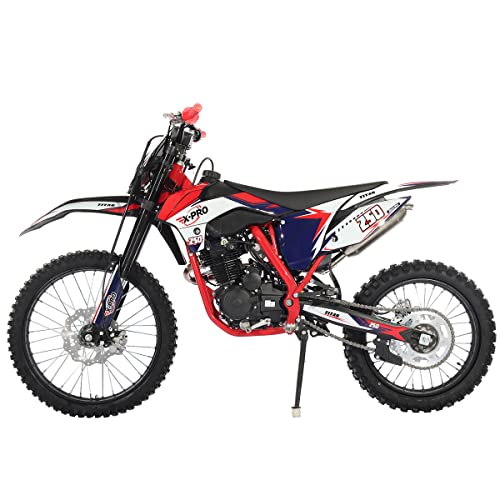 X-PRO 250cc Dirt Bike with LED Light Zongshen Engine Pit Bike Gas Dirt Bikes Adult Pitbike, Big 21"/18" Wheels!