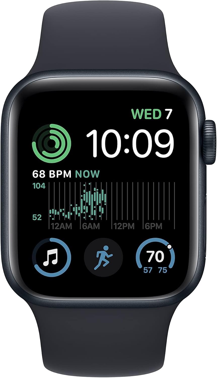 Apple Watch SE (2nd Gen) (GPS, 40mm) - Midnight Aluminum Case with Midnight Sport Band, S/M (Renewed)