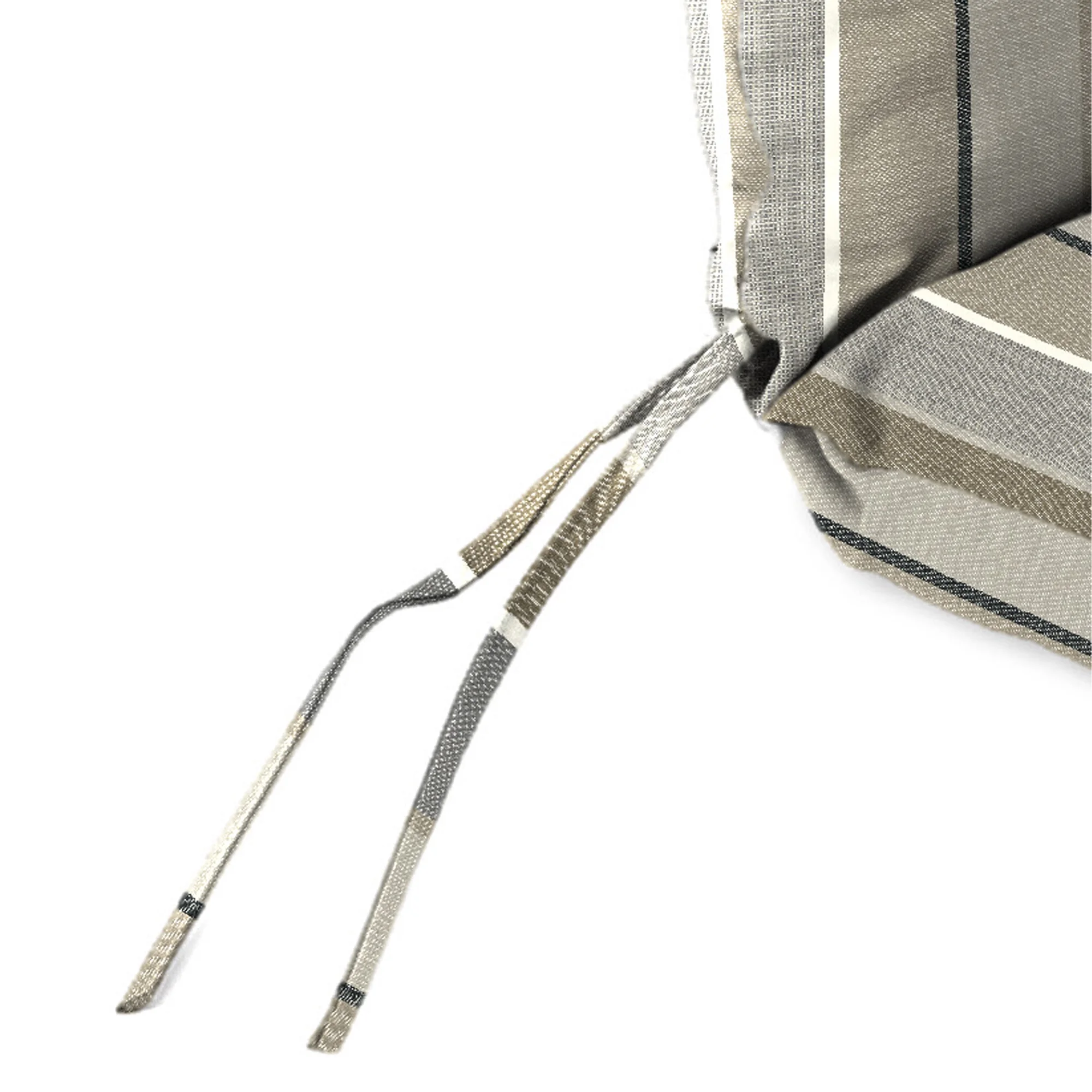 Jordan Manufacturing Sunbrella 45" x 22" Milano Char Gray Stripe Rectangular Outdoor Chair Cushion with Ties and Hanger Loop