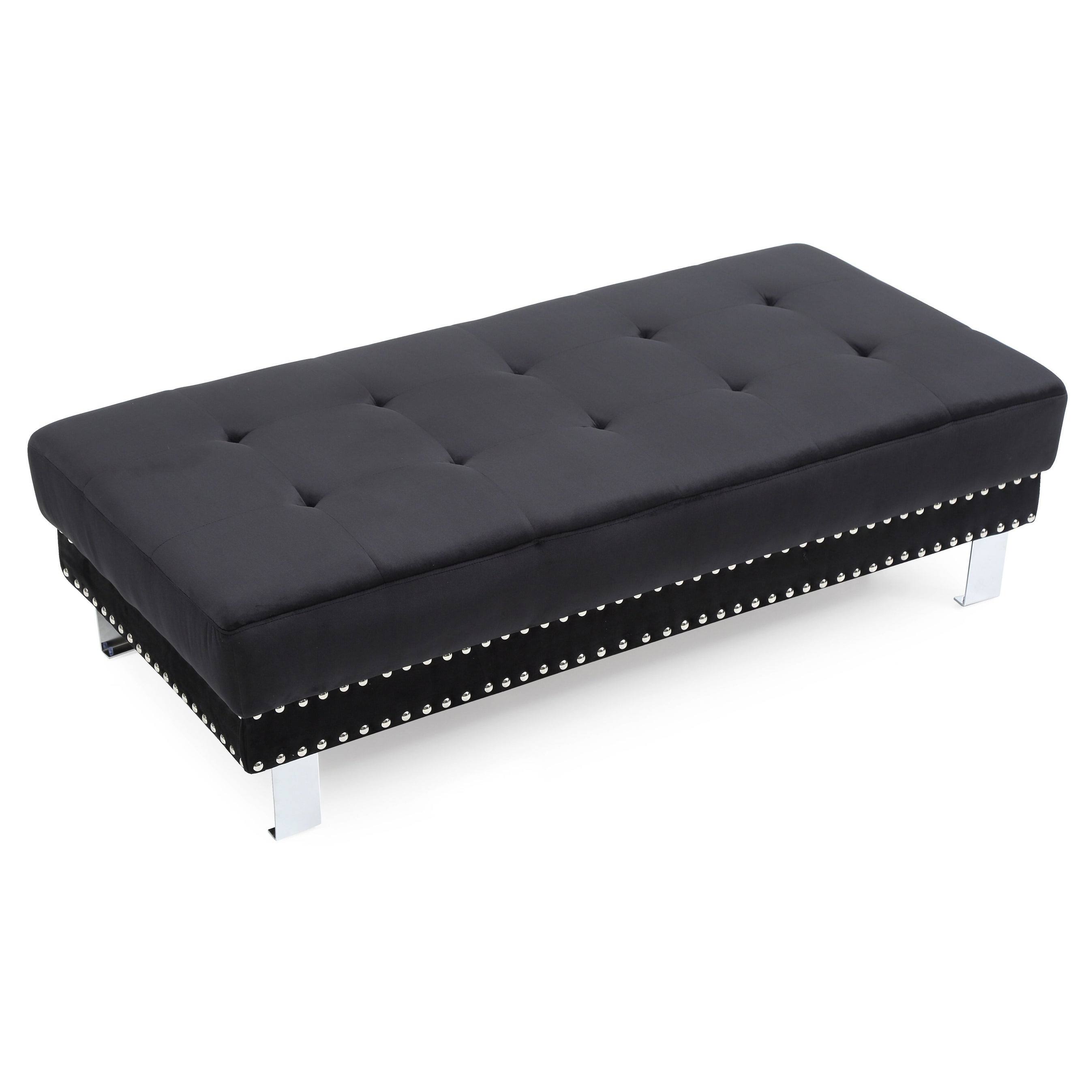 Glory Furniture Derek Velvet Ottoman in Black - G372-O