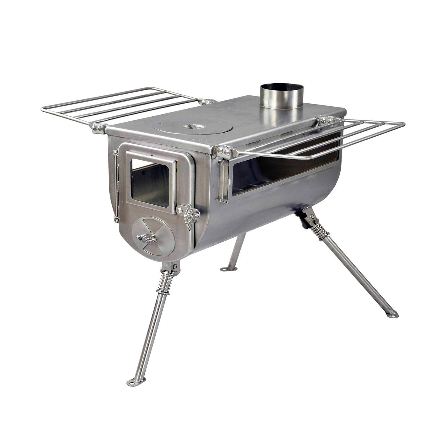 Winnerwell Woodlander Double-View Large Tent Stove | Portable Wood Burning Tent Stove for Tents, Shelters, and Camping | 1500 Cu