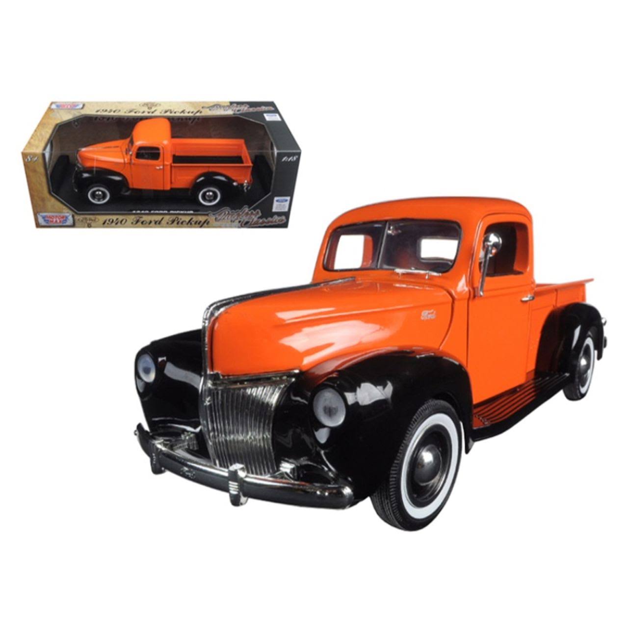 1940 Ford Pickup Truck Orange Timeless Classics 1/18 Diecast Model Car by Motormax