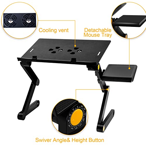Uten Laptop Stand, Adjustable Computer Stand for Laptop with Mouse Pad, Ergonomic Laptop Stand for Bed Compatible with Macbook Pro Stand