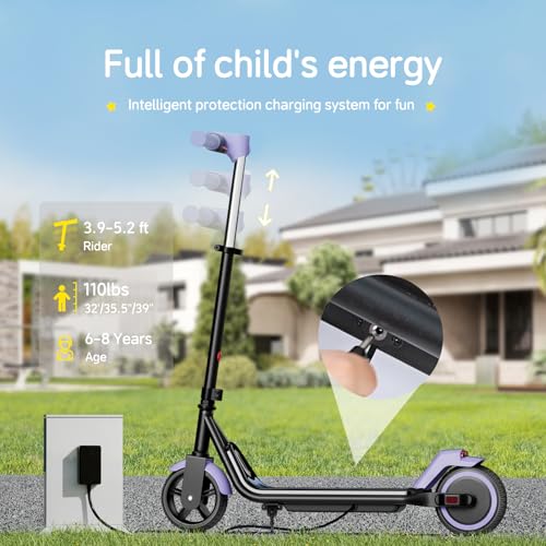 EK6 Kids Electric Scooter for 6-10, 3/6/10mph Speeds for Ultimate Comfort, Adjustable Height Electric Scooter, 150W & Dual Brake Safety