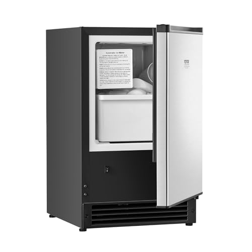 VEVOR Under Counter Ice Maker Machine, Crescent Ice, 25 Lbs/Day Stainless Steel Built in Ice Maker with Reversible Door