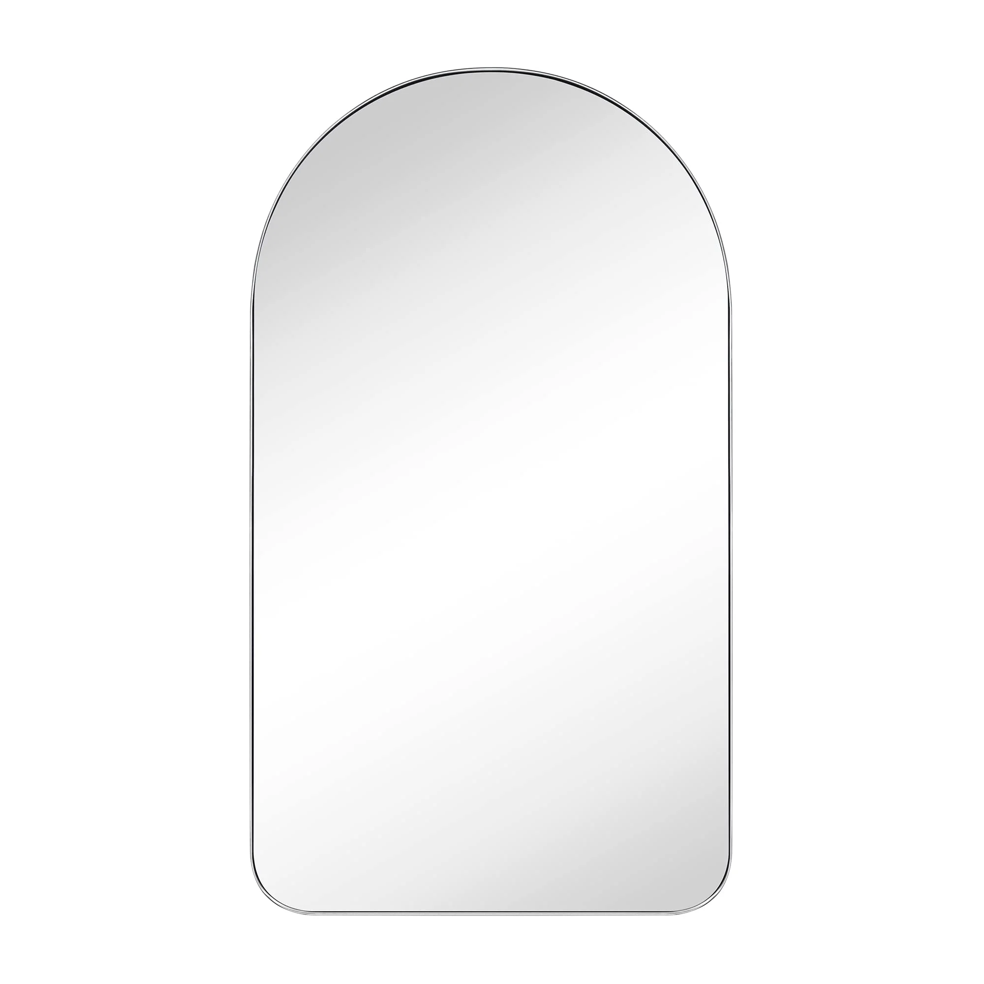 EGHOME Chrome Arched Recessed Bathroom Medicine Cabinet with Mirror Stainless Steel Metal Framed Rectangular Bathroom Cabinet with Mirror 16x28.3''