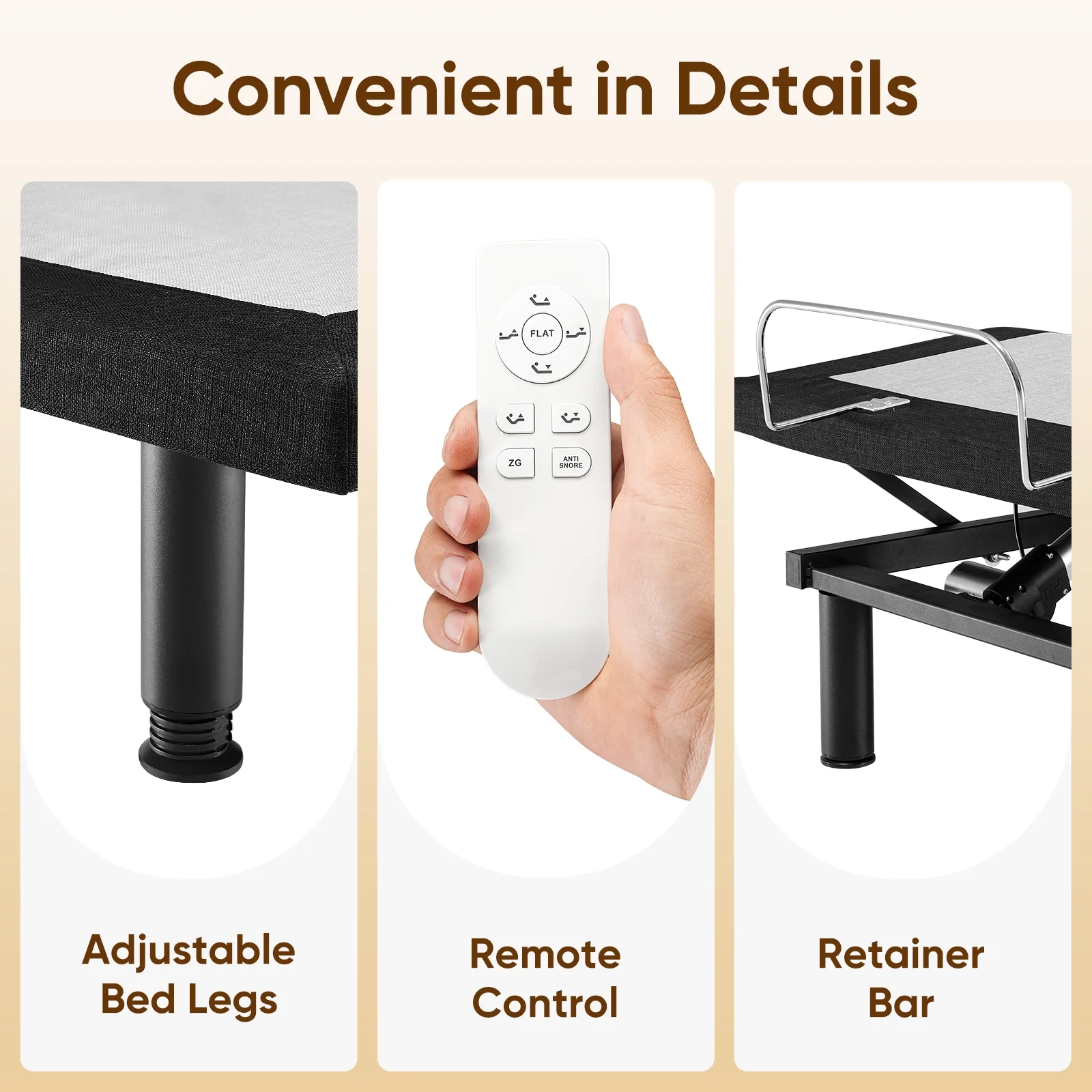 Yesen Home Electric Adjustable Bed Frame Split King Power Platform Bed Base,Wireless Remote,Adjustable Legs,Head & Foot Incline,No Mattress