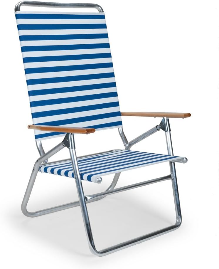 Telescope Casual Light and Easy High Boy Folding Beach Arm Chair, Blue White Stripe (71113601)