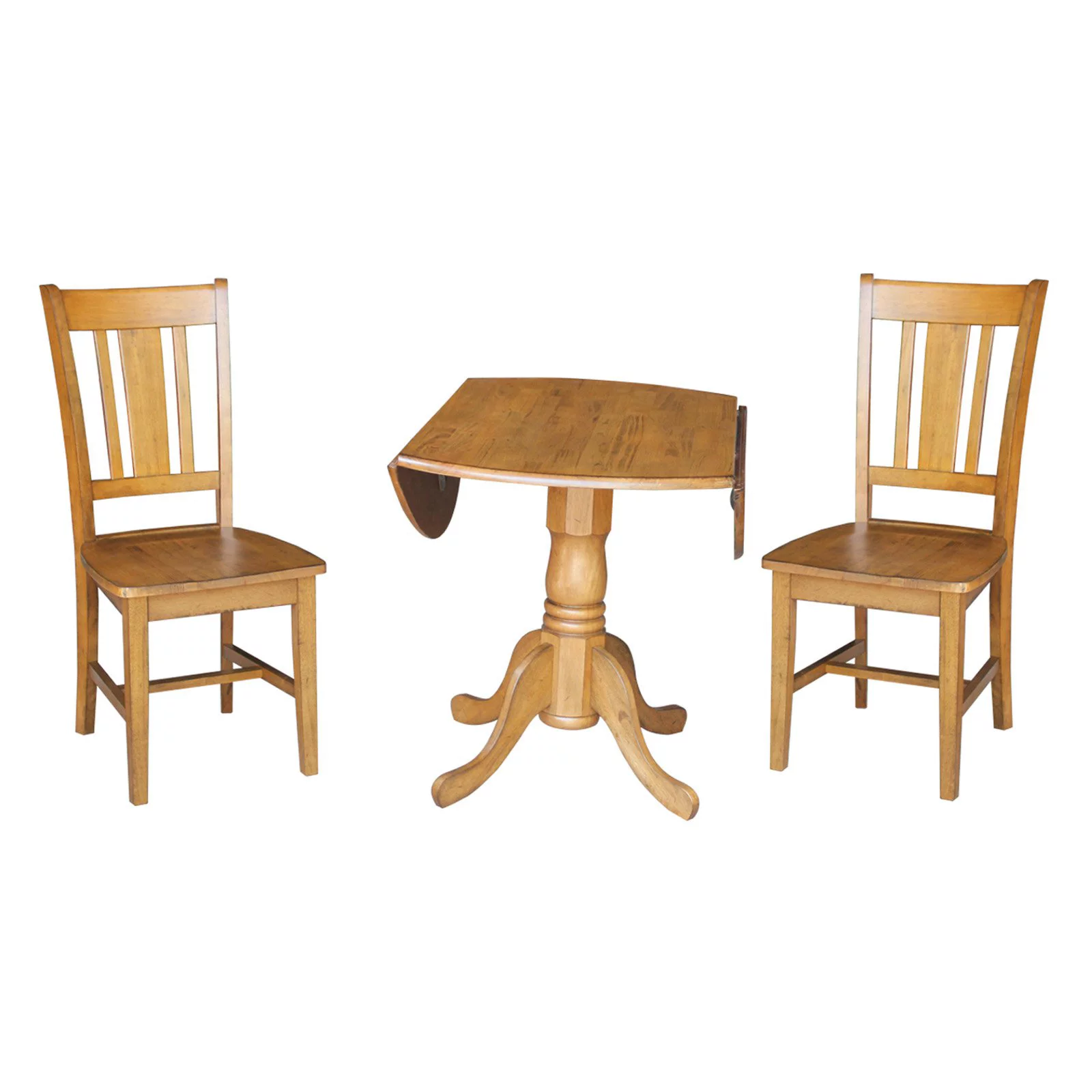 42" Dual Drop Leaf Table and 2 San Remo Chairs in Pecan - 3 Piece Set