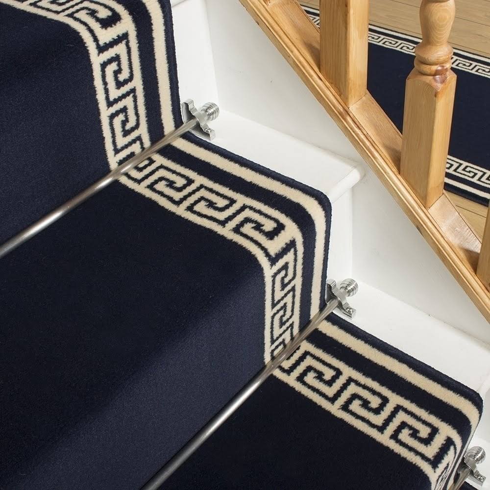 runrug USA Key Blue Stair Carpet Runner Length: 4 foot, WIDTHS: SE
