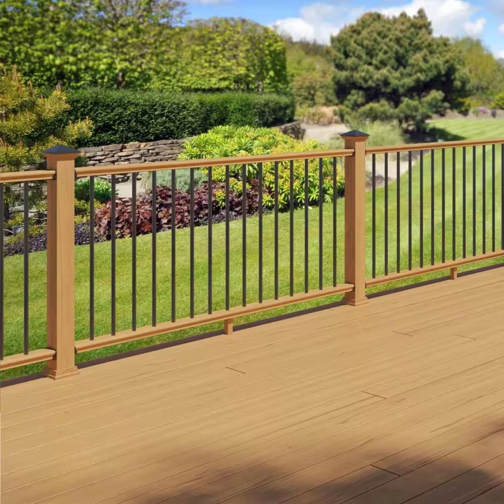 ProWood 6 ft. Moulded Cedar Railing Kit with Aluminum Round Balusters