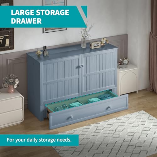 BALUS Queen Murphy Bed Cabinet, Murphy Beds with USB Charging Station, Foldable Mattress