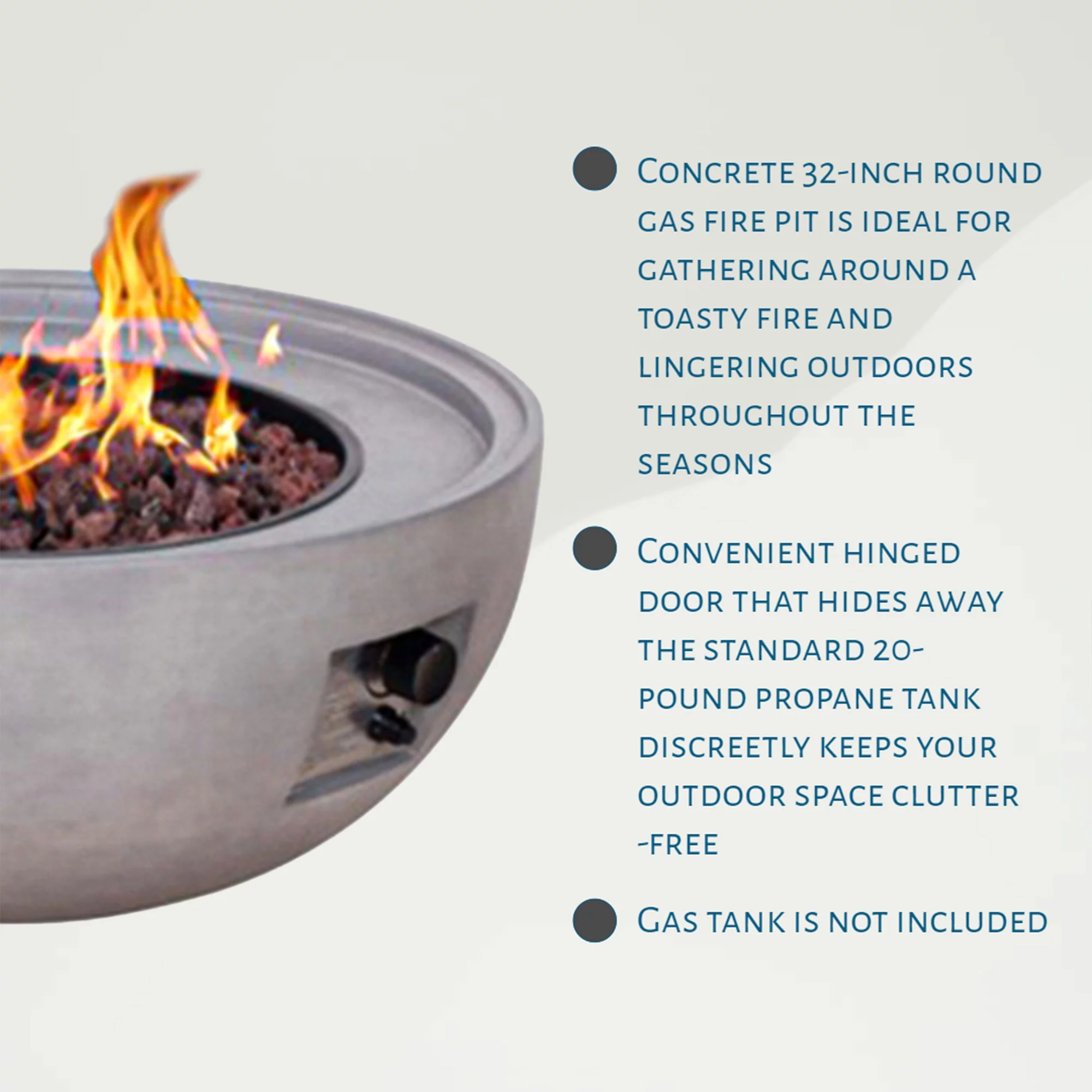 Four Seasons Courtyard 50,000 BTU Round Outdoor Concrete Gas Fire Pit