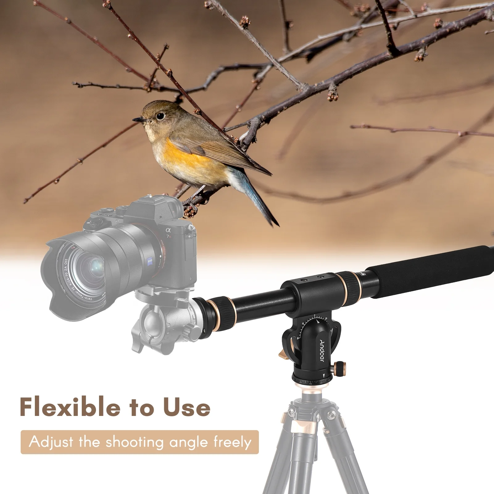 7299 Universal Tripod Extension Arm Aluminum Alloy Detachable Extender Horizontal Centre Column for Tripod 48-106cm Retractable Tripod Boom Arm with