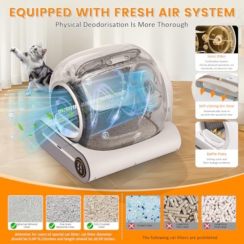 Self Cleaning Cat Litter Box, 65L+ 9 L Extra Large Robot Automatic Litter Box for Multiple Cats, APP Control