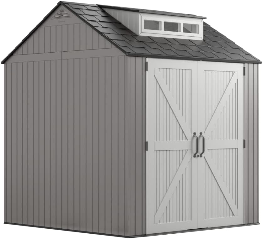 Rubbermaid Outdoor Storage Shed, 7X7 feet, Resin Weather Resistant Outdoor Garden Storage Shed for Backyard, Garden, Tool Storage, Lawn