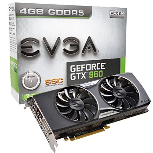 EVGA GeForce GTX 960 2GB GAMING ACX 2.0+, Whisper Silent Cooling Graphics Card 02G-P4-2963-KR