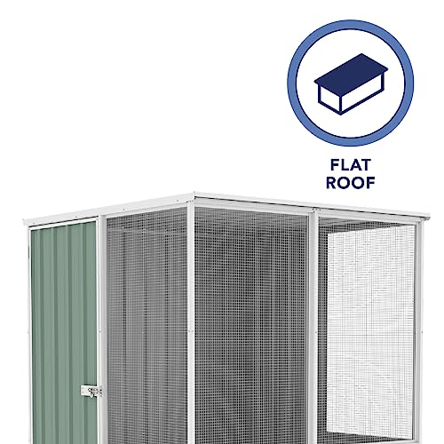 Absco Poultry Paradise: Large Chicken Coop & Chicken Run, 5'x5' Pale Eucalypt Green with Mesh Panels, Side Access Door, Aviary