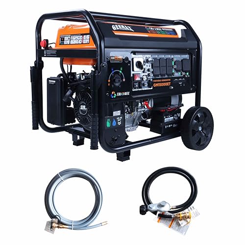 GENMAX 15000W Tri-Fuel Portable Generator - 2025 Model with ATS, CO Sensor, Digital Display & 50A Output Perfect for Home Backup