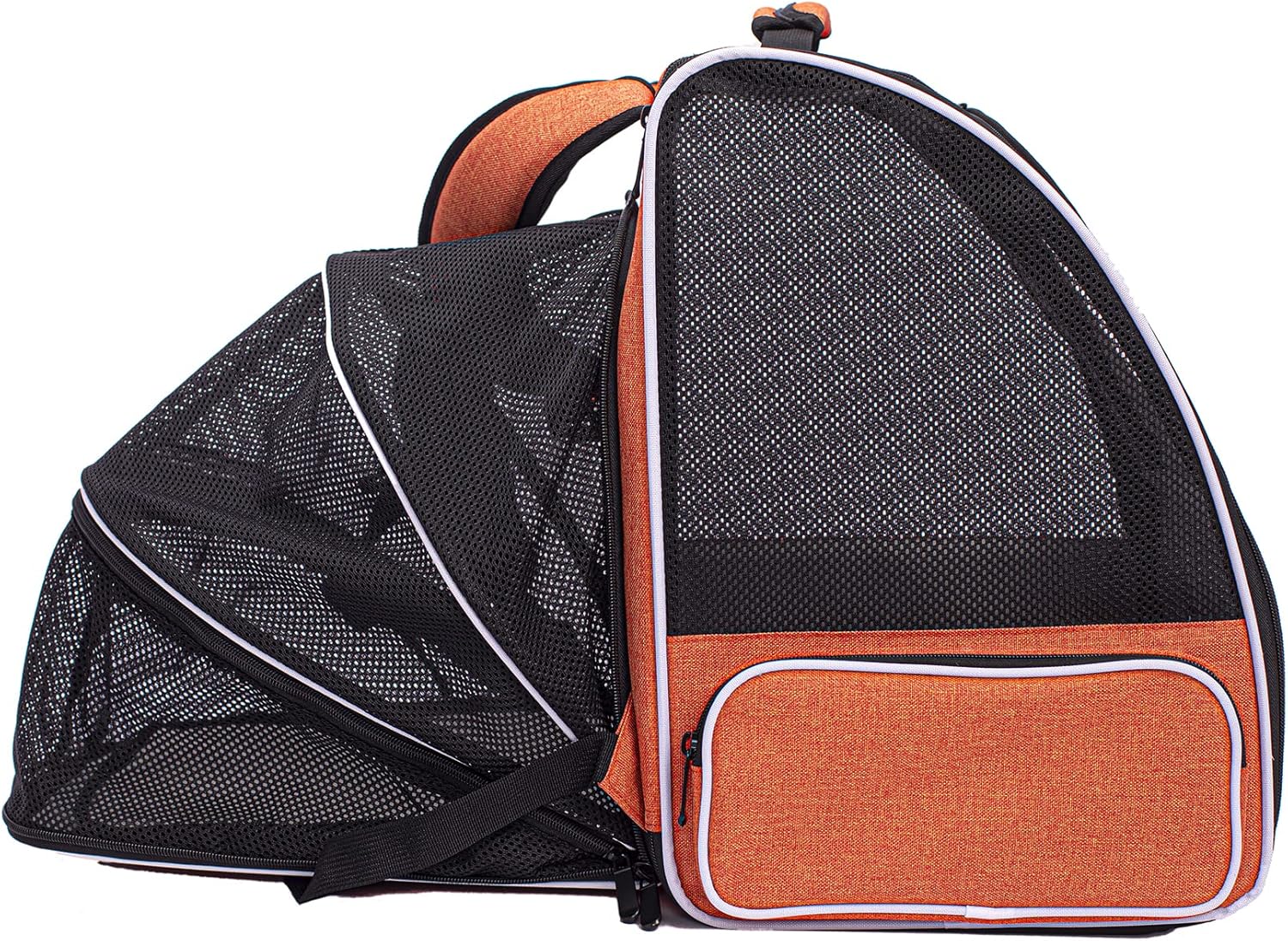Expandable Cat Backpack Carrier, Backpack for Cat and Small Dog, Breathable Kitten Travel Hiking Backpack, Airline Approved (Orange, Back Extension)