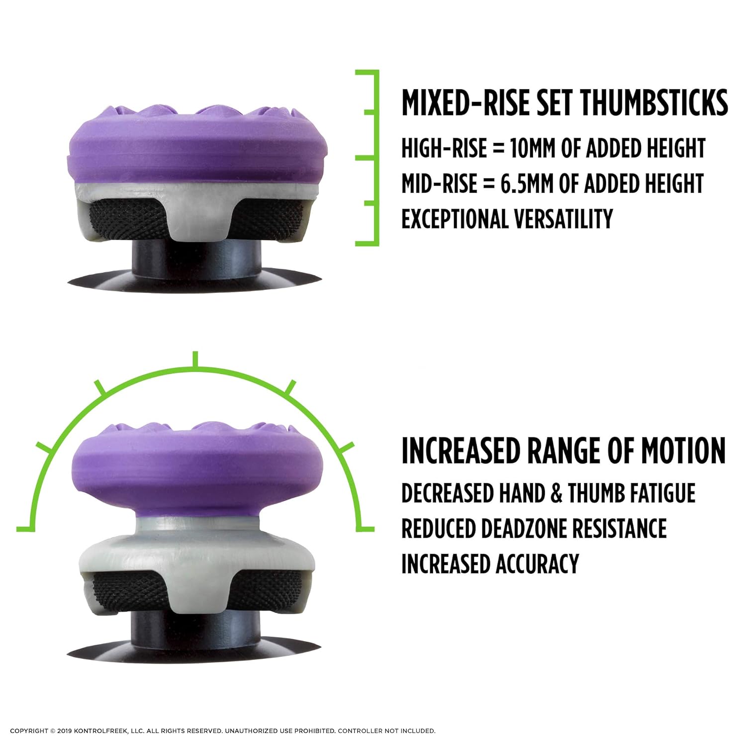 KontrolFreek FPS Freek Galaxy Purple for PlayStation 4 (PS4) and PlayStation 5 (PS5) | Performance Thumbsticks | 1 High-Rise, 1 Mid-Rise | Purple