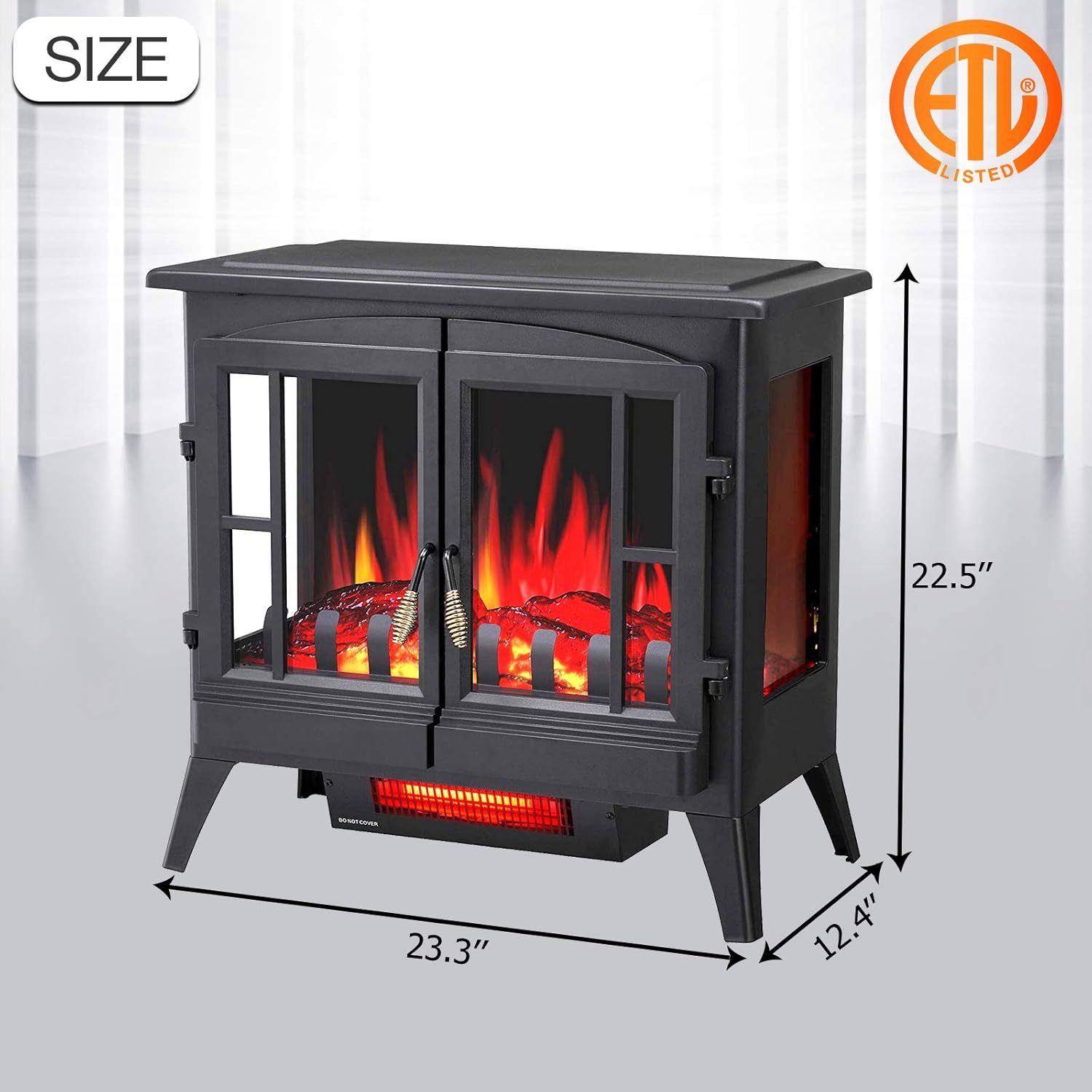 Antarctic Star 3D Infrared Electric Fireplace Stove, Freestanding Fireplace Heater Adjustable Brightness,Portable,Thermostat,Overheating Protection
