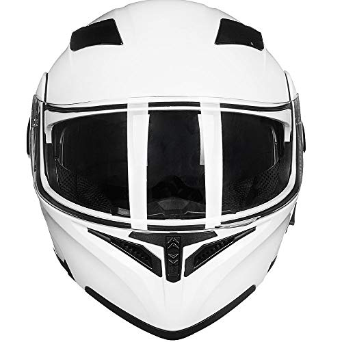 ILM Bluetooth Motorcycle Helmet Modular Flip up Full Face Dual Visor Mp3 Intercom FM Radio DOT Model 902BT(Matte Black, Large)