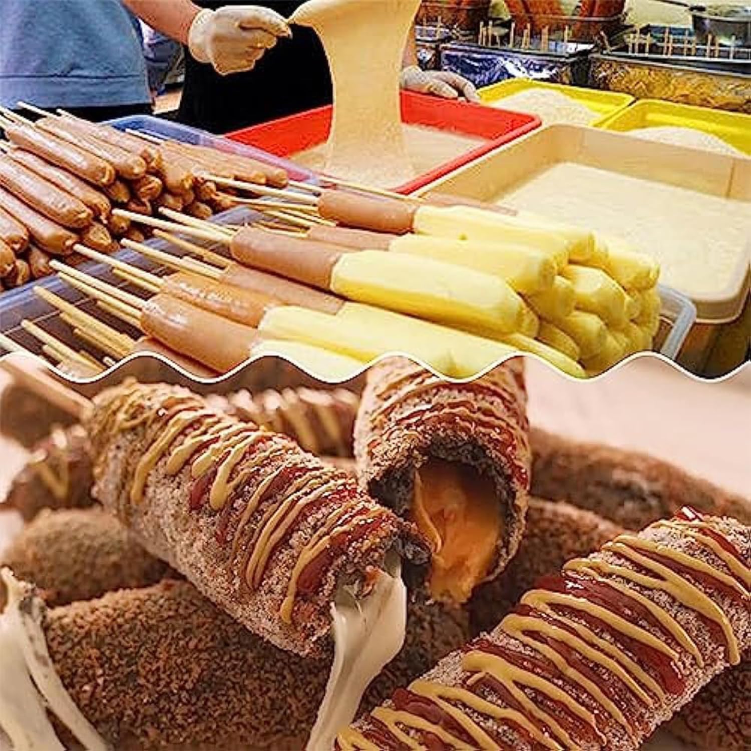25L Cheese Hot Dogs Sticks Frying Machine,Corn Dog Fryer,Commercial Electric Cheese Hot Dogs Sticks Making Machine,Electric Deep Fryer for Restaurant