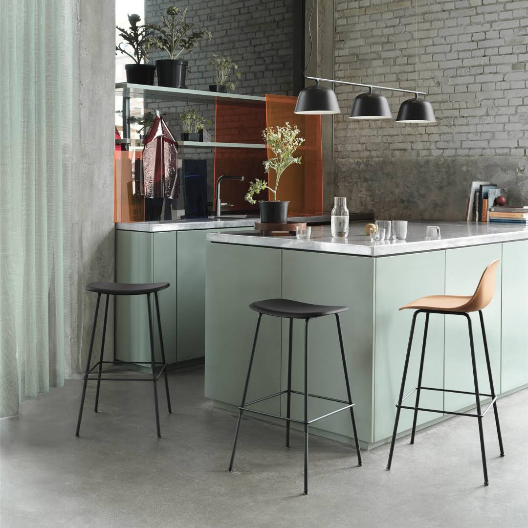 Muuto Fiber Counter Stool ( H) Tube Base Upholstered