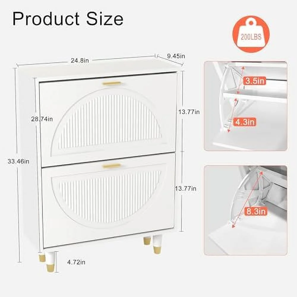 KHBIULIFE Shoe Cabinet for Entryway Slim  Hidden Shoe  Cabinet with Doors  White Flip Drawer Shoe Organizer Cabinet Thin， Narrow Shoe Rack Cabinet