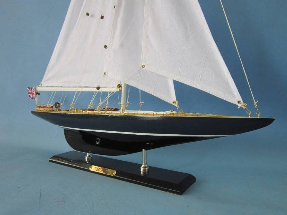 Hampton Nautical Velsheda 27 - Decorative Model Ship - J Yacht - Model Sailing Boat