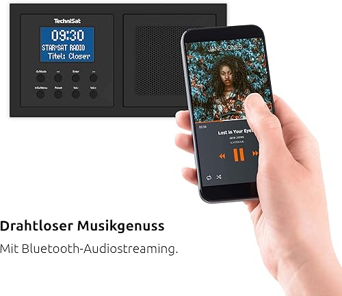 TechniSat DIGITRADIO UP 1 - DAB+ Unterputzradio zur Anbringung in jeder Doppel Unterputzdose (DAB, UKW, Bluetooth-Empfang, dimmbares LCD-Display