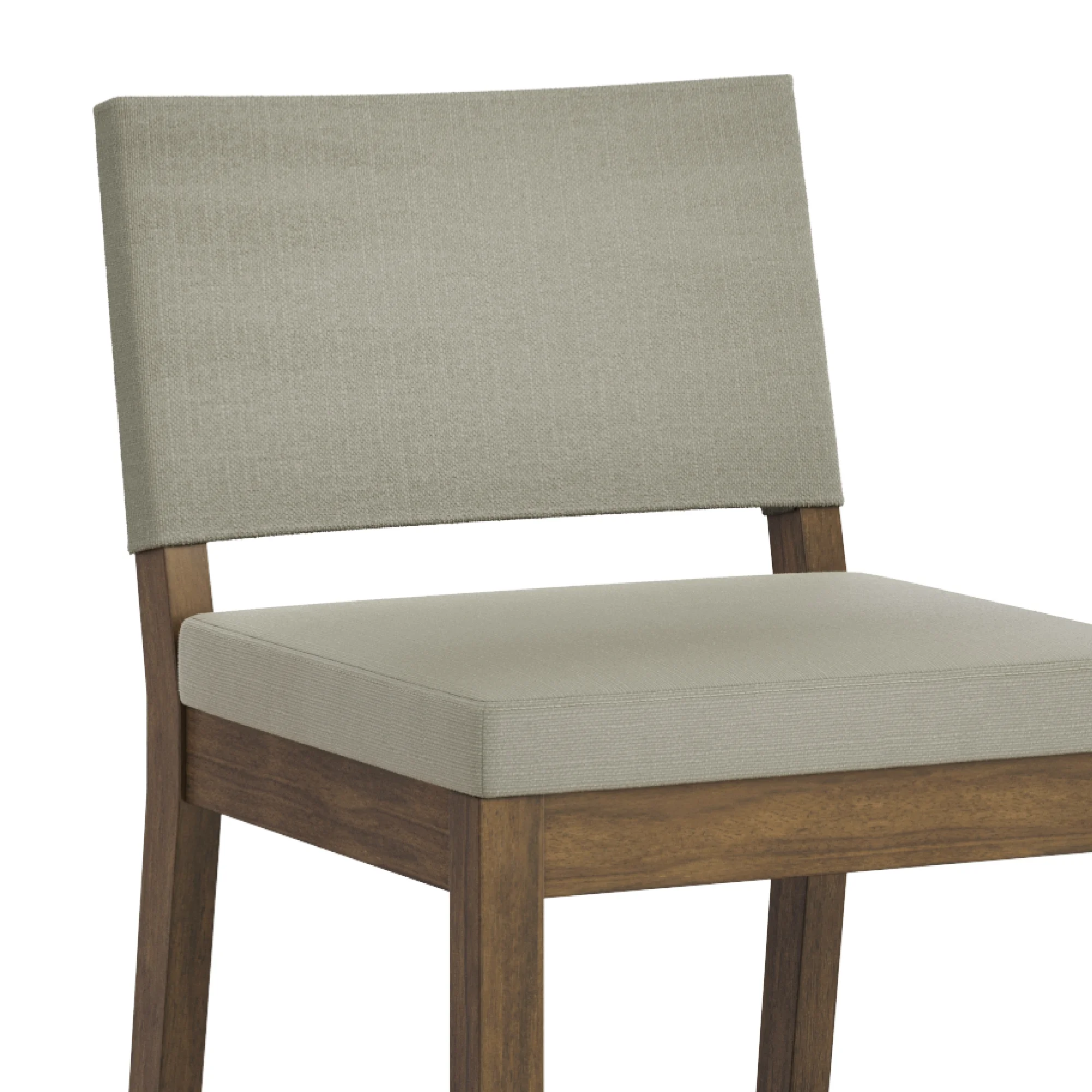 Nathan James Linus Modern Upholstered Bar Stool with Back and Solid Rubberwood Legs in a Wire-Brushed Finish, Light Gray/Dark Brown