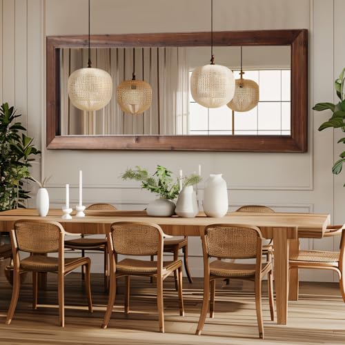MELOMOIR Rustic Farmhouse Full Length Mirror, 64"x21" Wood Frame Floor Mirror, Free Standing Mirror Leaning Hanging Mirror