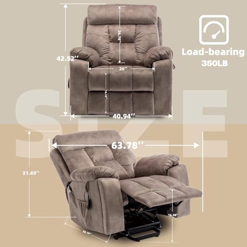 Power Lift Recliner Chair for Elderly, Lazy Boy Recliner Chair with Massage and Heating, 26in Extra Wide Recliner Seat with Cup Holder